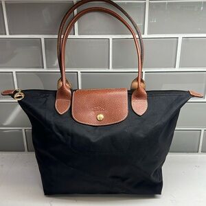 Longchamp Black and Brown Tote Bag